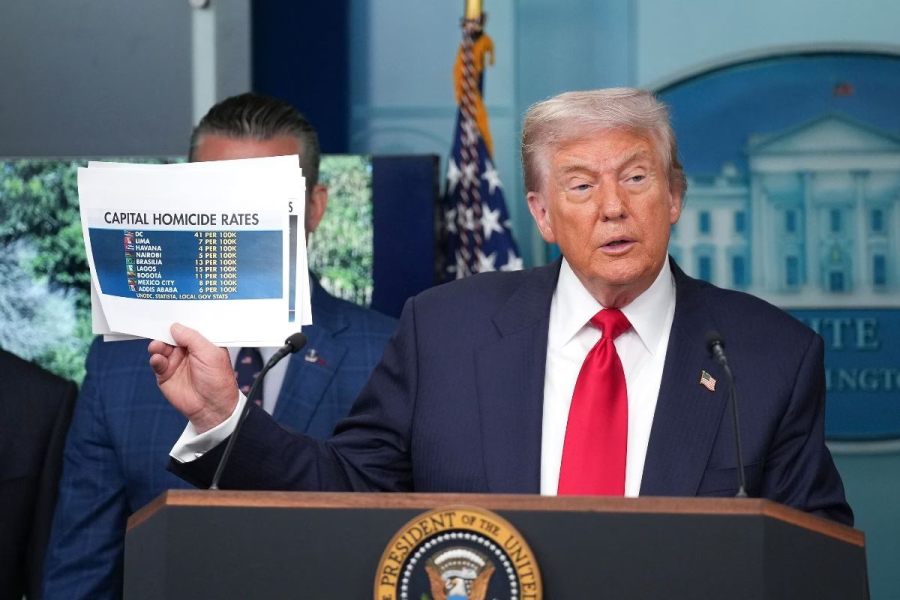 Trump declara estado de emergência em Washington D.C. e compara criminalidade com Brasília