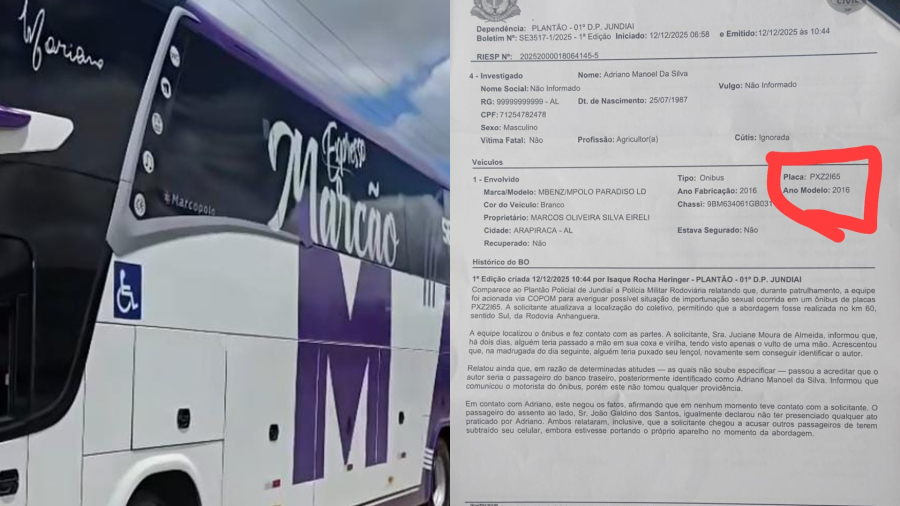 Passageira denuncia importunação sexual em ônibus que ia de Alagoas a São Paulo