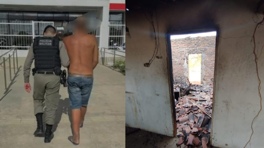 Homem é preso após agredir pai de 97 anos e incendiar residência