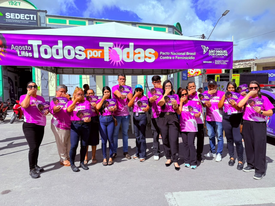 Secretaria da Mulher intensifica ações do ‘Agosto Lilás’ com a campanha ‘Todos por Todas’ em São Miguel dos Campos