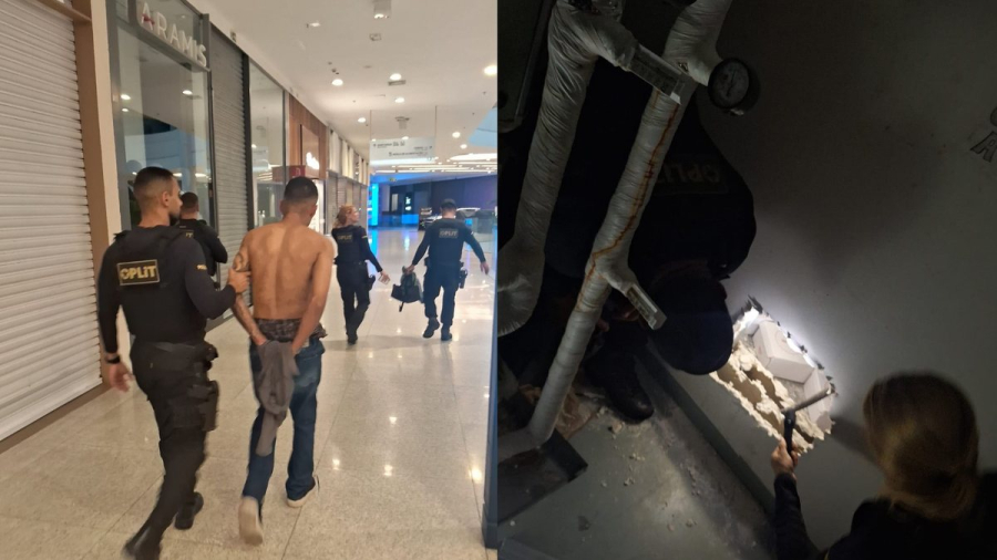 Homem vindo de Goiás é preso em flagrante após se esconder em banheiro e arrombar lojas em shopping de Maceió