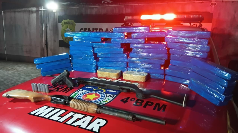 Denúncia de briga de família leva PM a apreender 36 kg de drogas e armas em Maceió