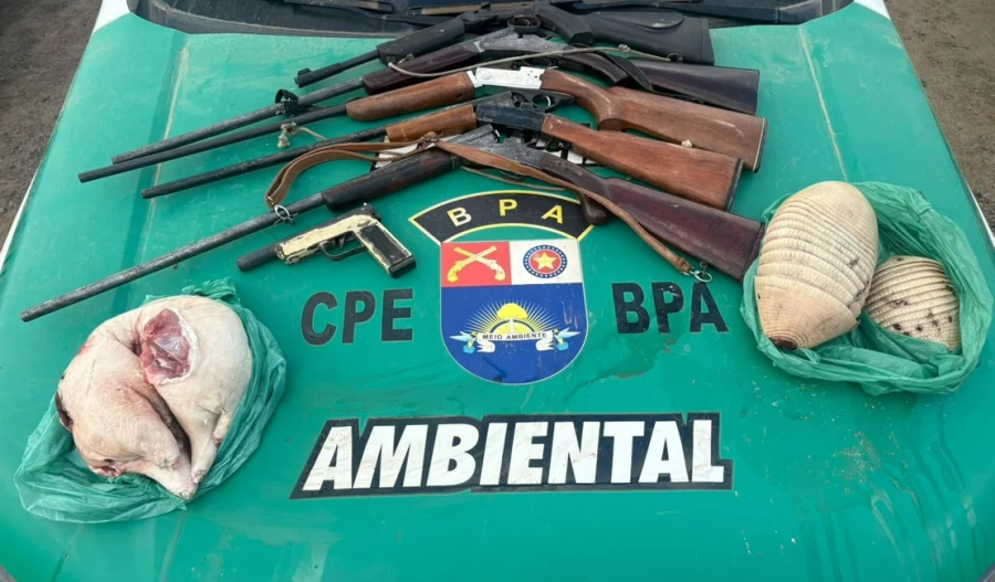 Batalhão de Polícia Ambiental apreende armas de fogo e carcaças de animais silvestres em Joaquim Gomes