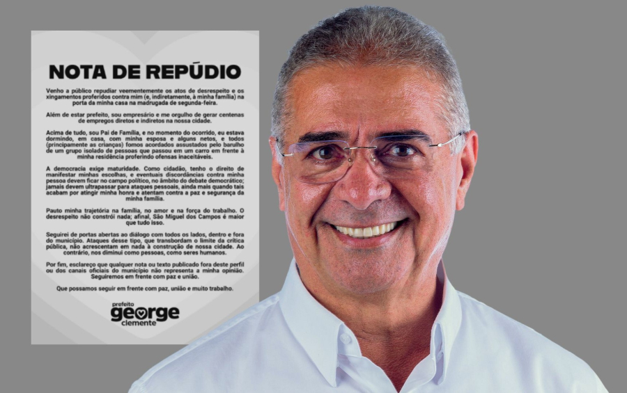 Prefeito George Clemente emite nota de repúdio após ataques contra sua residência na madrugada em São Miguel dos Campos