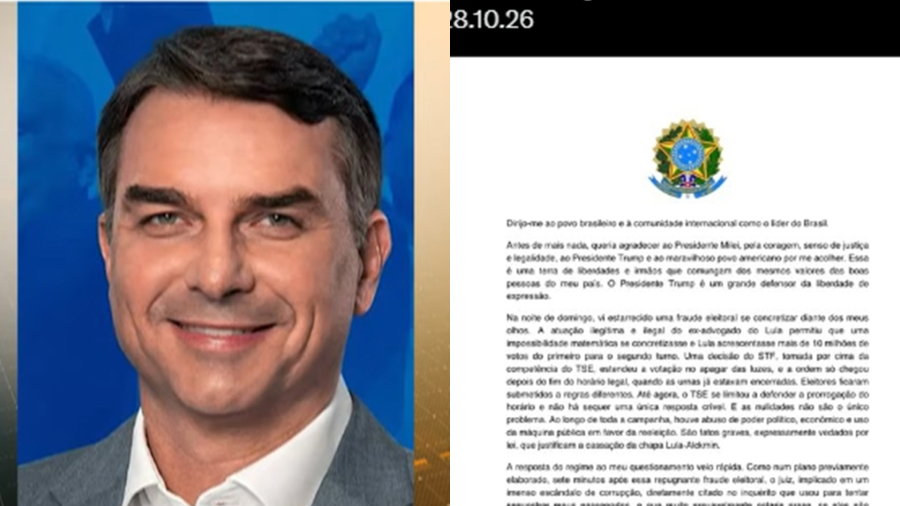 Flávio Bolsonaro divulga manifesto confirmando saída do Brasil e ida aos Estados Unidos após decisões do STF